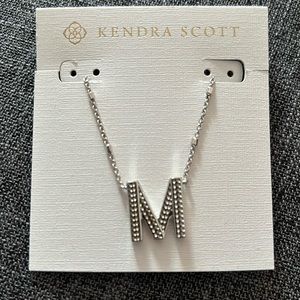 Letter M Pendant Necklace in Silver